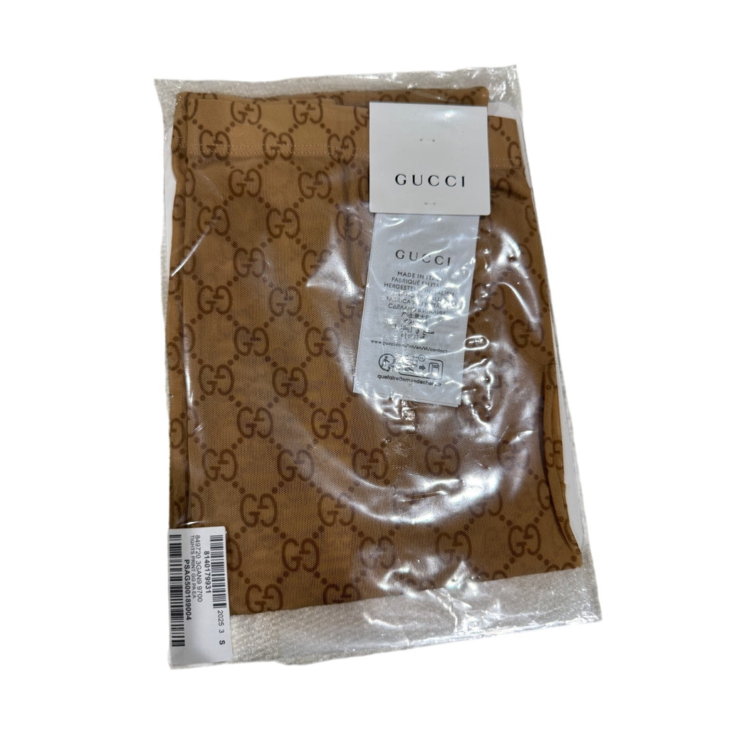 Gucci GG Logo Tights Beige Stretch Nylon Size Small | Fall Winter 2025 | NWT