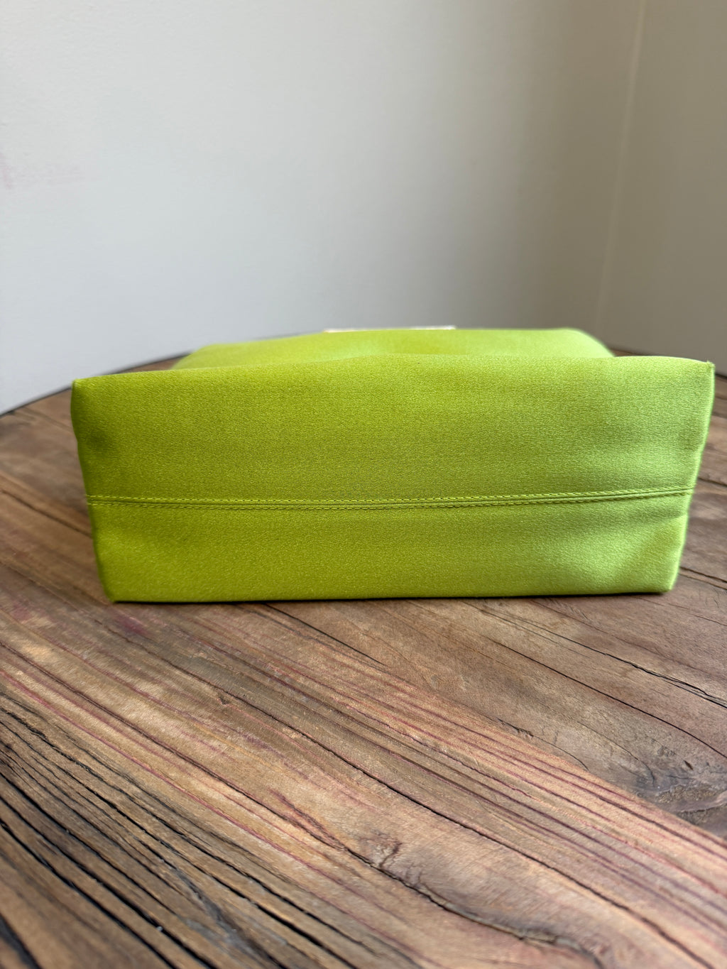 Bvlgari Vintage Pammee Bag Chartreuse Acid Green Satin Vanilla Lizard Leather Rare Y2K