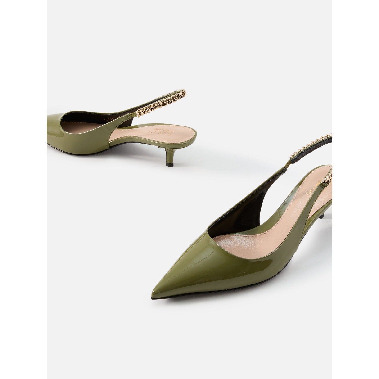 Gucci Signoria Green Patent slingback pump 38.5