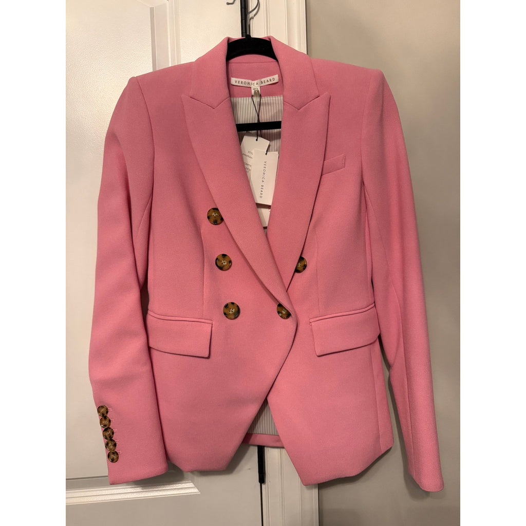 Veronica Beard Miller Dickey Blazer Pink Double Breasted NWT Size 0