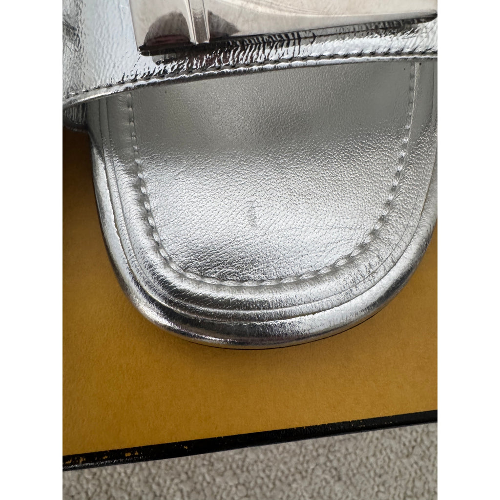 Fendi FFold Metallic Leather Sandals size 37.5 BNIB