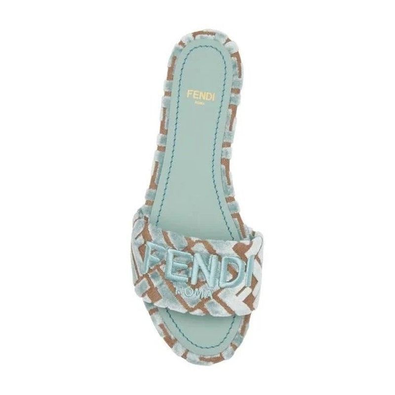 Fendi Sunshine Logo Embroidered Slide Sandal BNIB Size 37