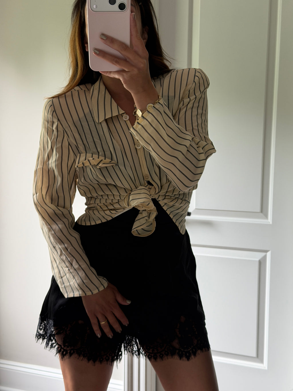 Armani Silk Striped Button Down NWT