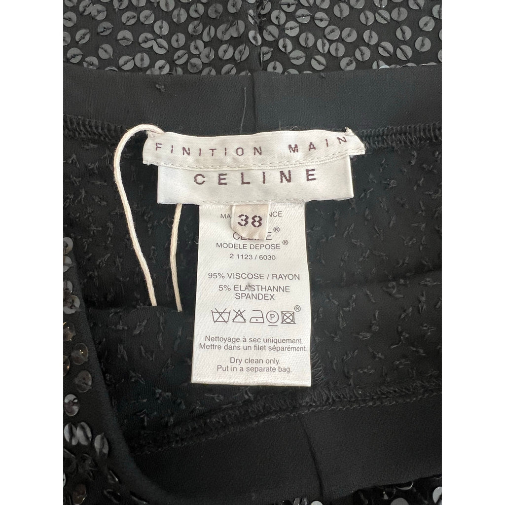 Vintage Celine Black Sequin Skinny Leg Pants