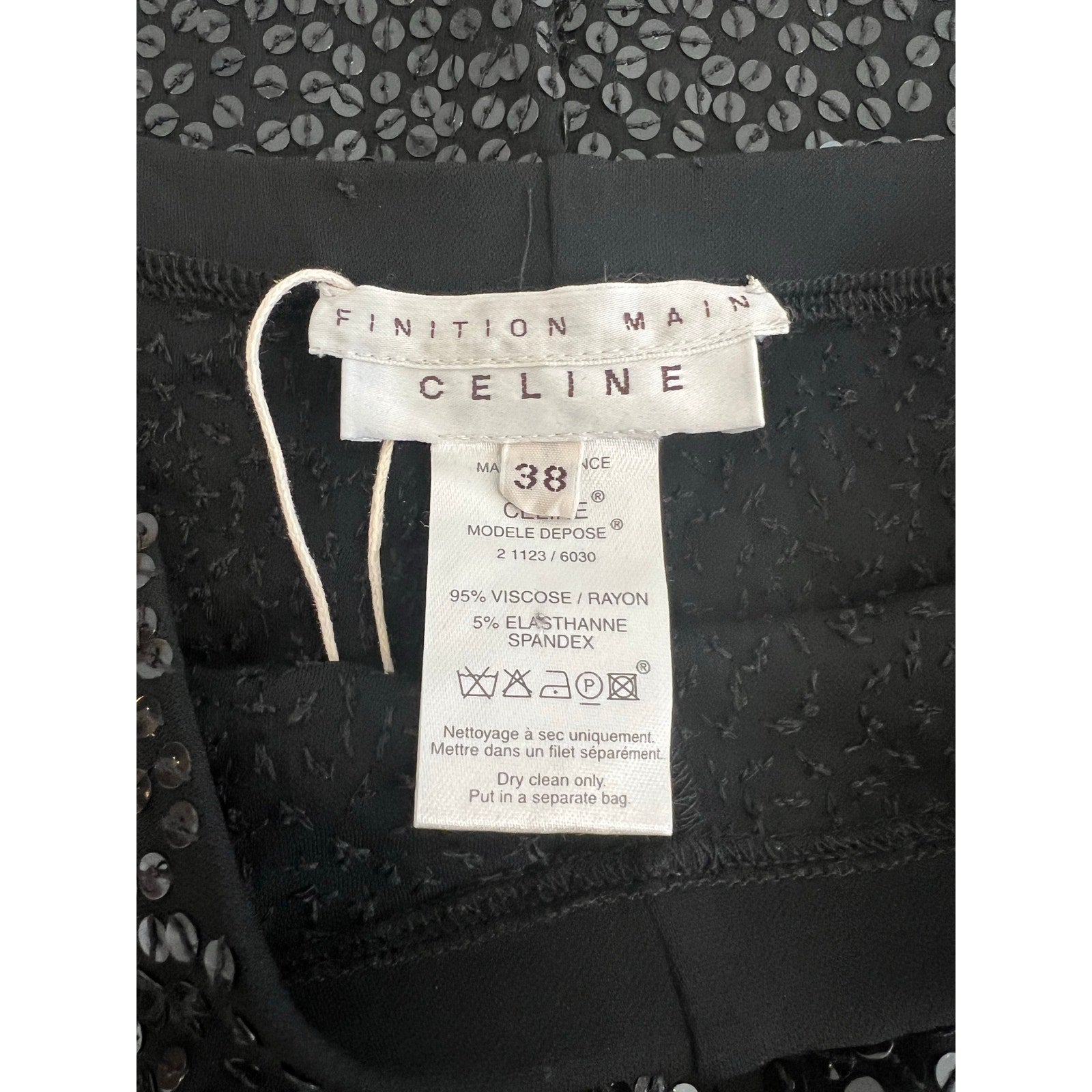 Vintage Celine Black Sequin Skinny Leg Pants