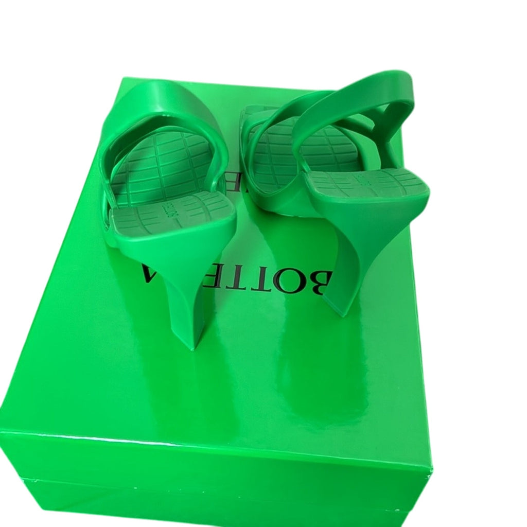 Bottega Veneta Jimbo Rubber Slingback Sandals Parakeet Green BNIB 38