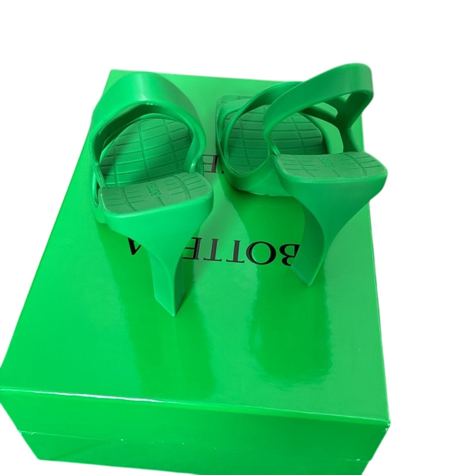 Bottega Veneta Jimbo Rubber Slingback Sandals Parakeet Green BNIB 38