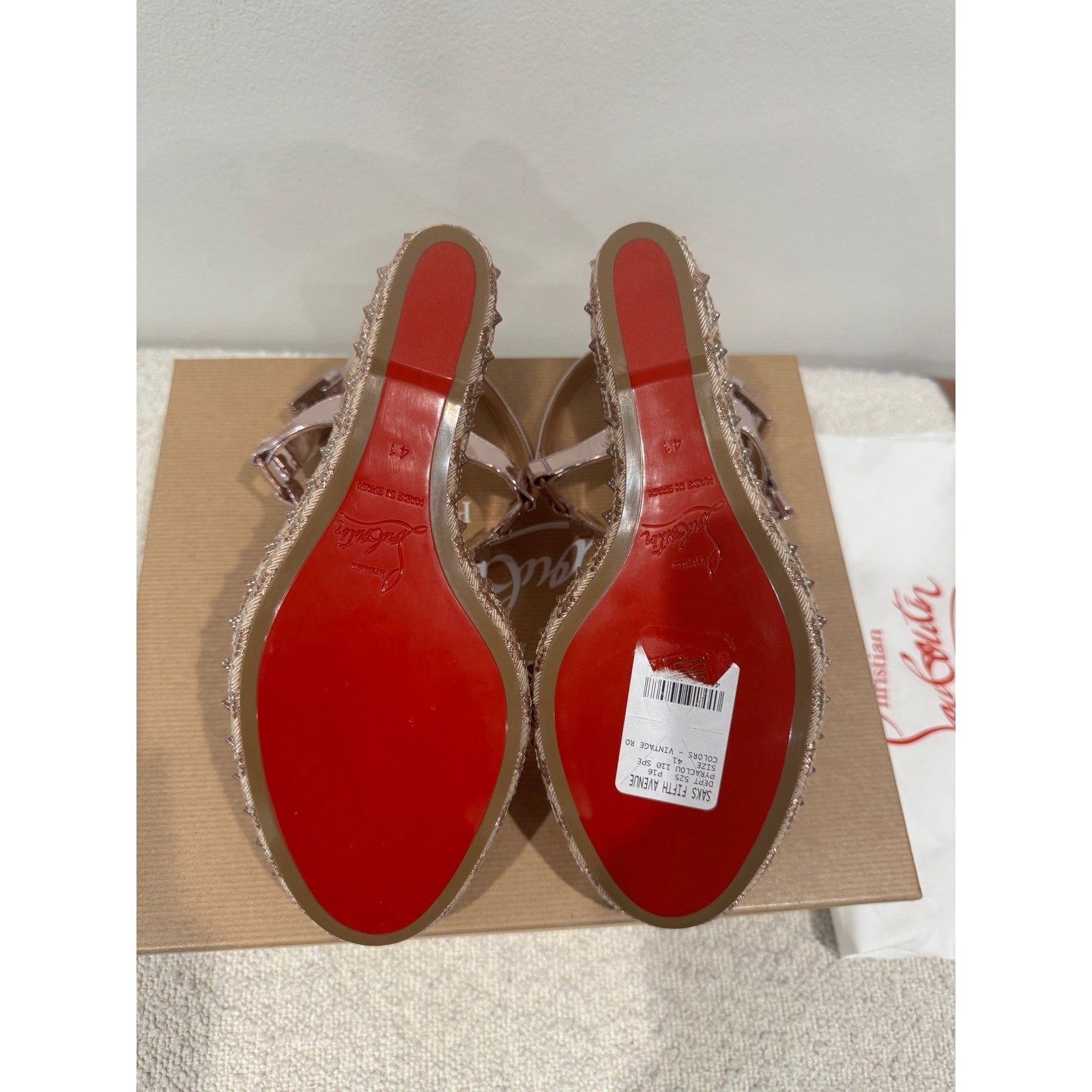 CHRISTIAN LOUBOUTIN
100mm Pyraclou Metallic Leather Wedges BNIB 41