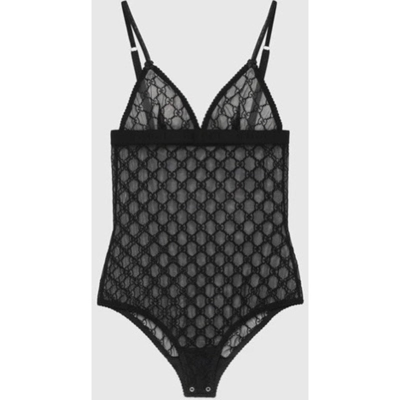Gucci GG Black Tulle Lace bodysuit Small NWT