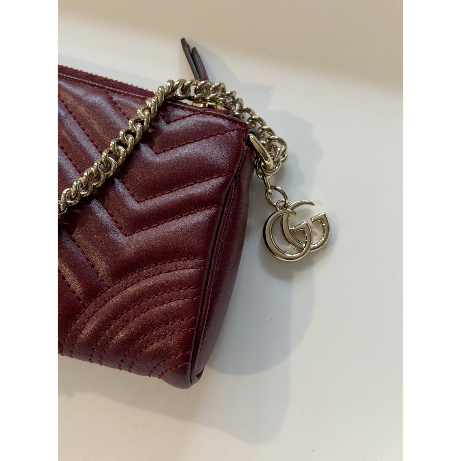 Gucci GG Marmont Small Shoulder Bag Bordeaux Matelassé Leather Gold Hardware NWT