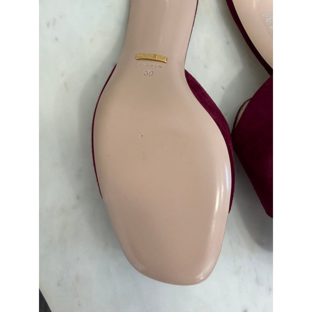 Gucci Blondie Interlocking G 70mm Burgundy Suede Sandals Size 39 New in Box