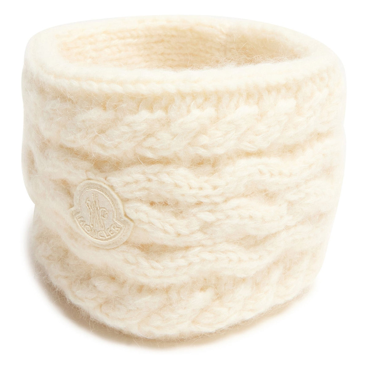 MONCLER Logo Natural Cable Knit Alpaca Headband Ear Warmer NWT