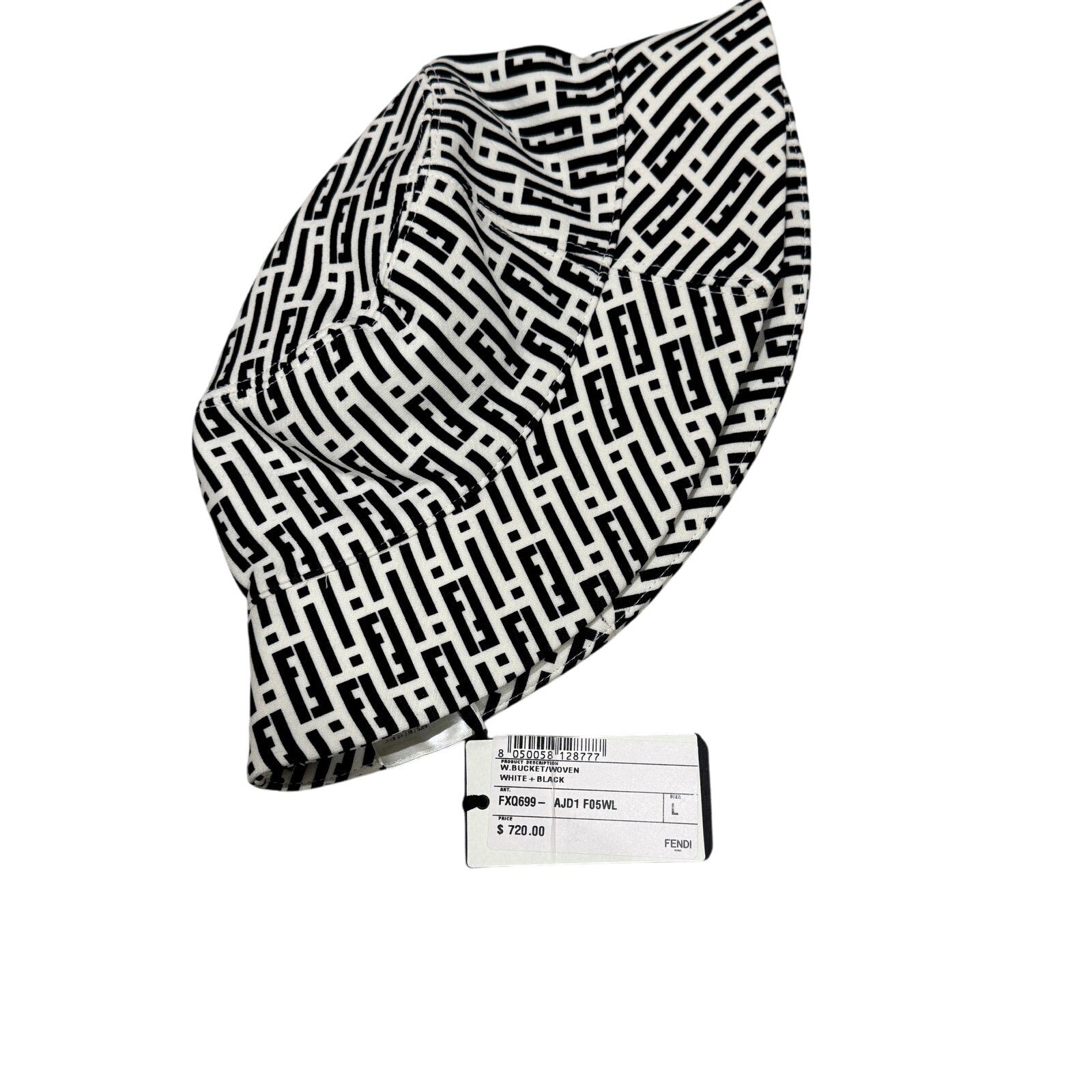 Fendi Black and White Bucket Hat Large New with Tags