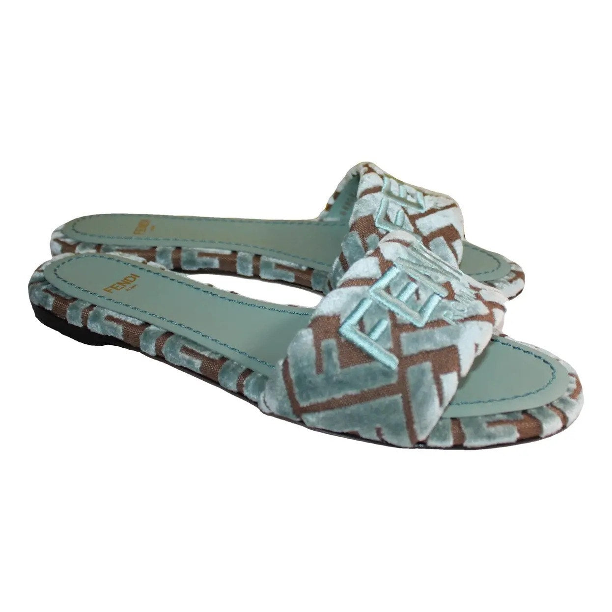 Fendi Sunshine Logo Embroidered Slide Sandal BNIB Size 37