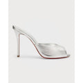 CHRISTIAN LOUBOUTIN 
100mm Me Dolly Metallic Slide Sandals - Silver BNIB