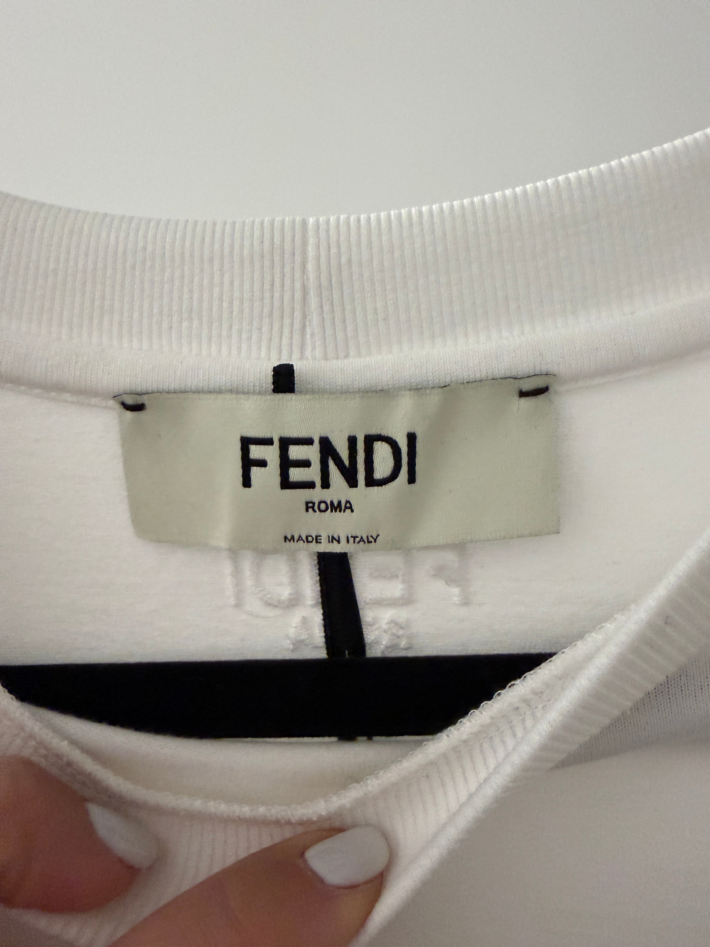 Fendi White Knitted Shirt Luxury Knit Top Size S