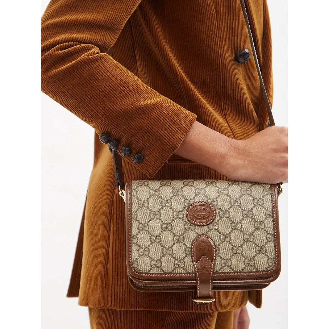 Gucci Mini Interlocking G GG Supreme Canvas Crossbody Bag Brown NWT