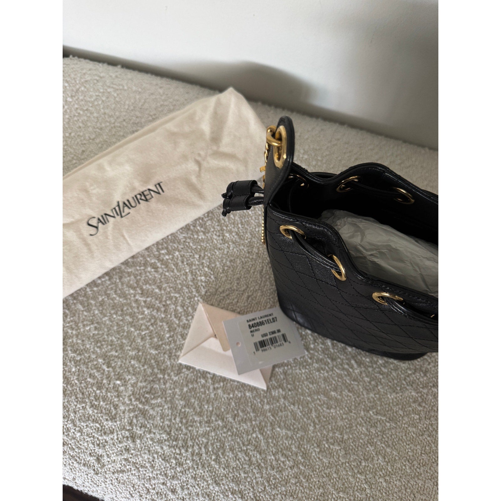 SAINT LAURENT Small Cassandre Quilted Bucket Bag NWT