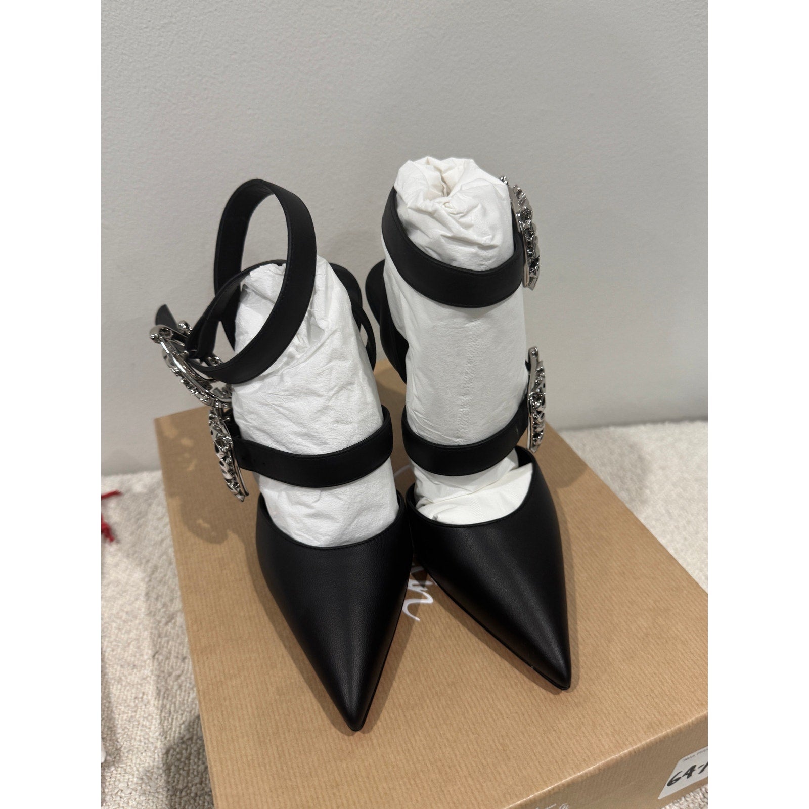 CHRISTIAN LOUBOUTIN 38 Giddylina 100 buckle-embellished leather pumps$1,495