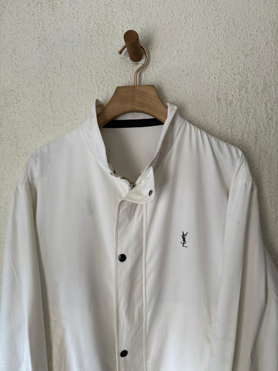 YSL Logo White Bomber Windbreaker
