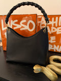 Gucci Bamboo Leather Handbag Black | Classic Bamboo Handle Bag