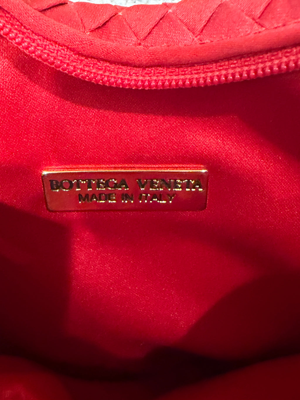 Bottega Veneta Rare Red Satin Heart Intrecciato Crossbody Bag