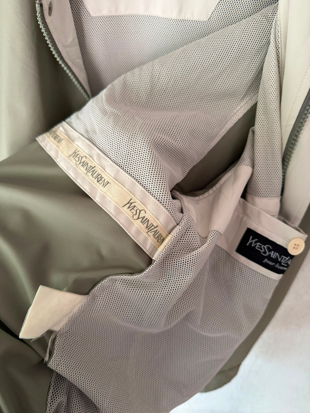 Yves Saint Laurent Vintage YSL Khaki Sage Windbreaker Bomber Jacket Size 100