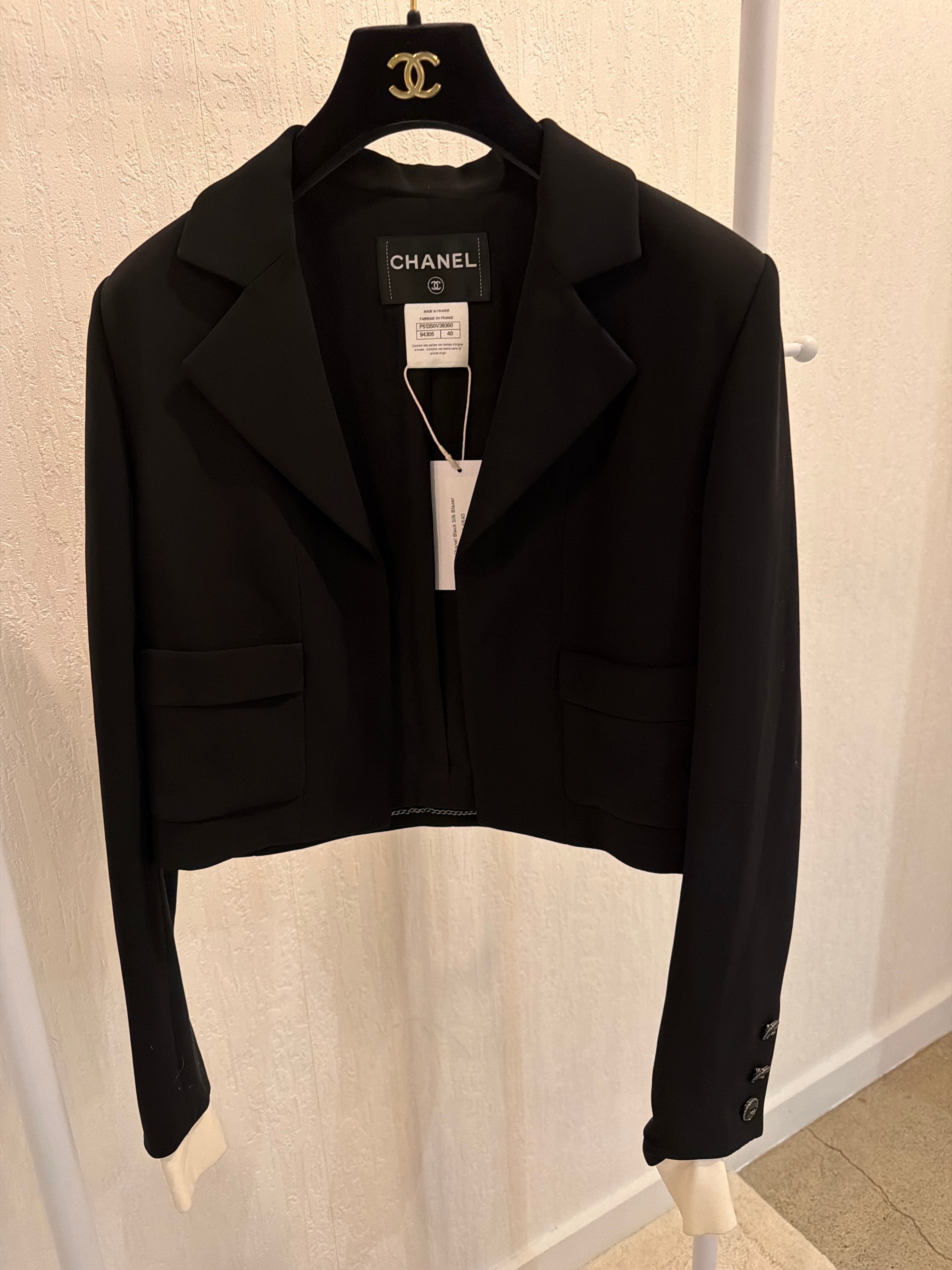 Chanel Black Silk Blazer