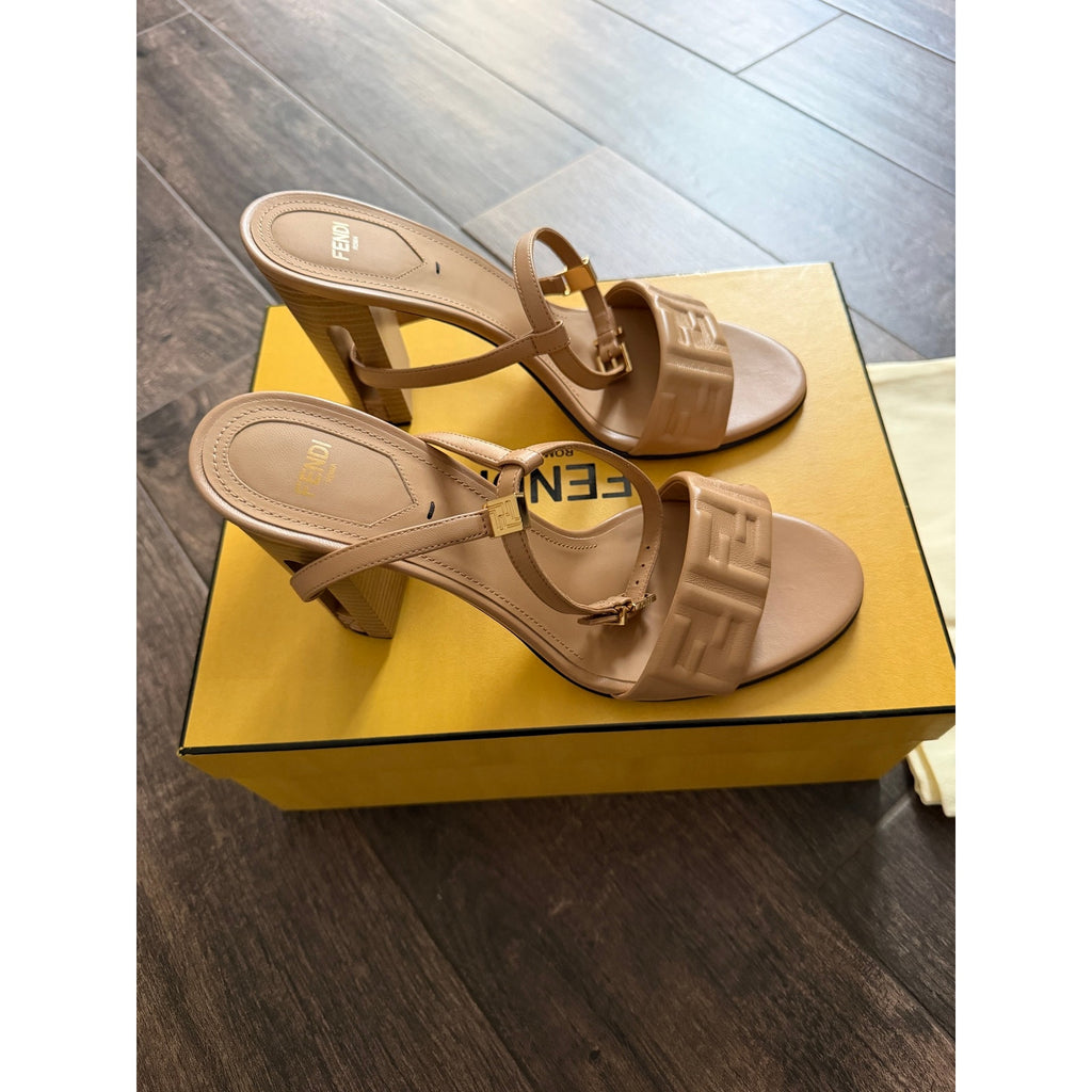 Fendi Dolphin Logo Embossed Ankle Strap Sandals BNIB SIZE 40