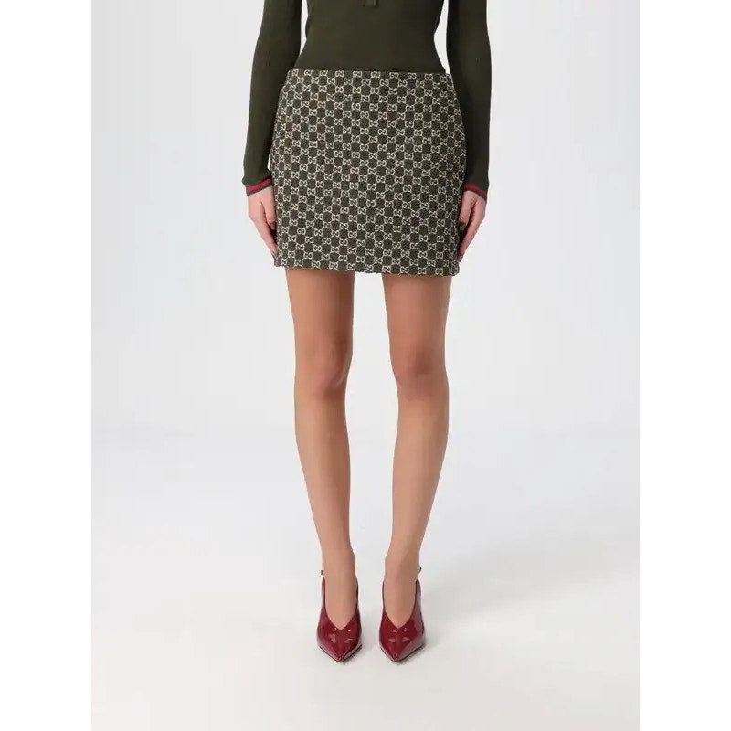 Gucci Jacquard Knit Cotton Blend Mini Boucle Skirt Woman Green NWT size IT38