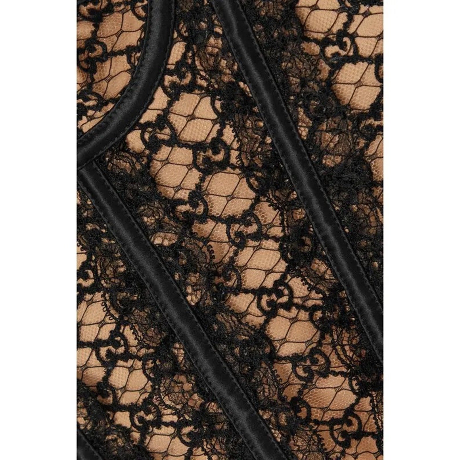 GUCCI Lace-Trimmed Embroidered Cotton-Blend Tulle And Satin Bustier Top Black M