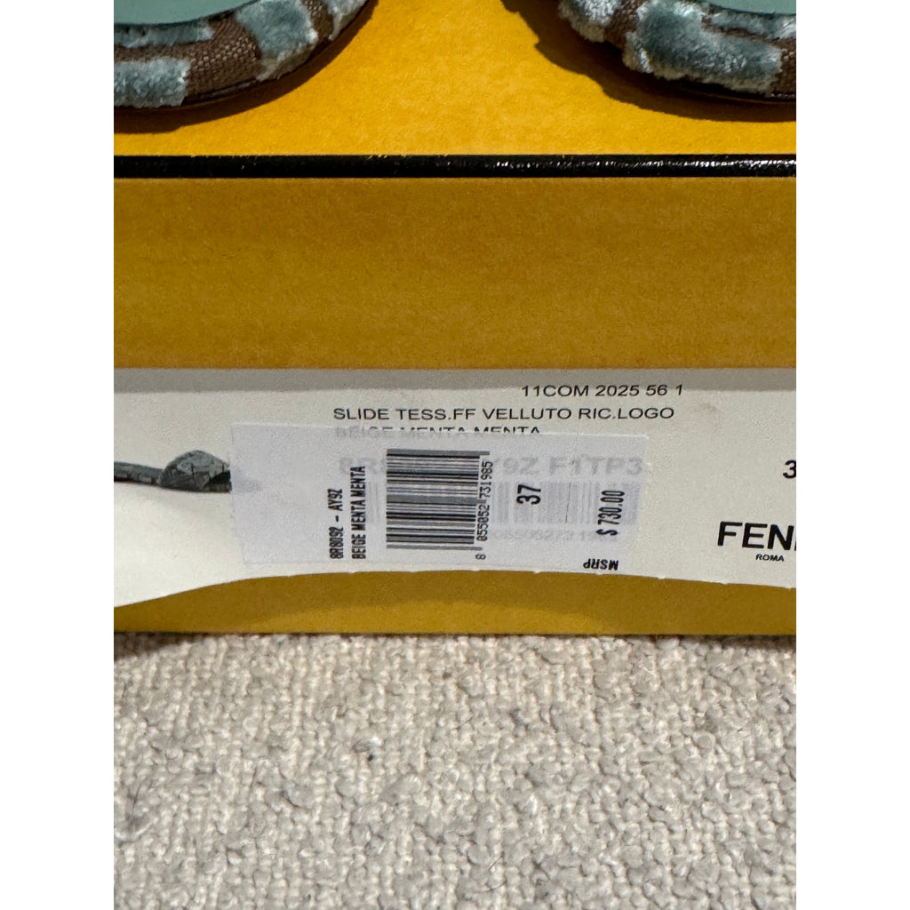 Fendi Sunshine Logo Embroidered Slide Sandal BNIB Size 37