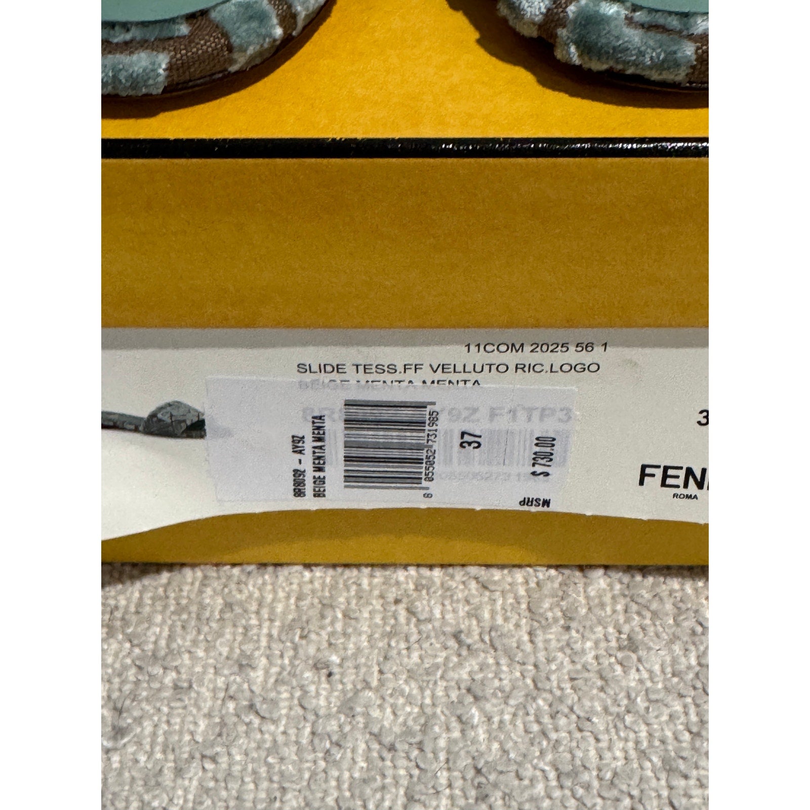 Fendi Sunshine Logo Embroidered Slide Sandal BNIB Size 37