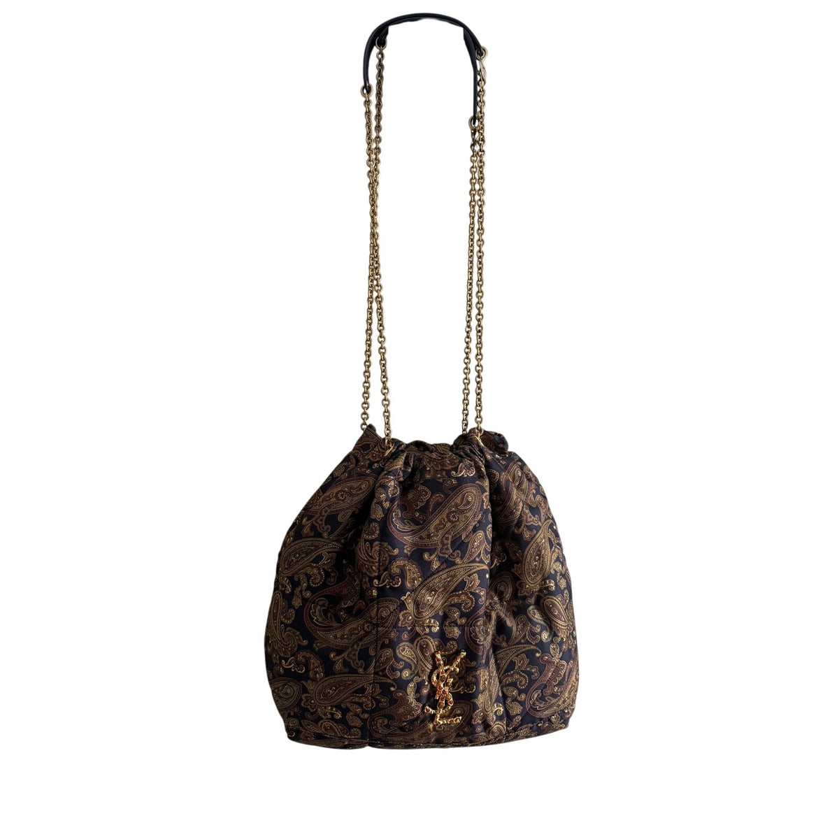 Saint Laurent YSL Jamie 4.3 Pochon Quilted Silk Shoulder Bucket Bag Multicolor