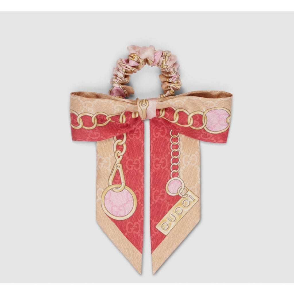 GUCCI Gg Chain Silk Scrunchie BNIB