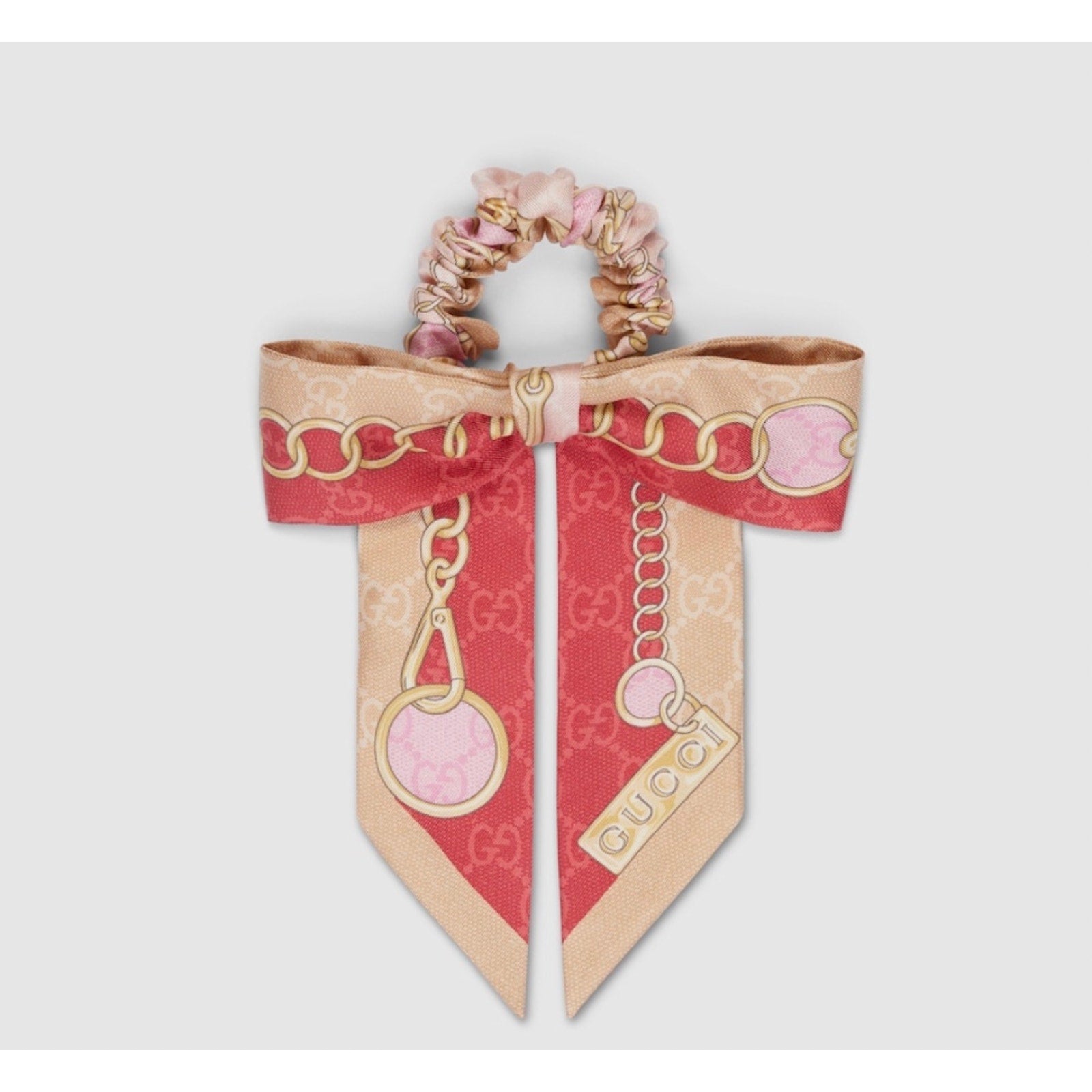 GUCCI Gg Chain Silk Scrunchie BNIB
