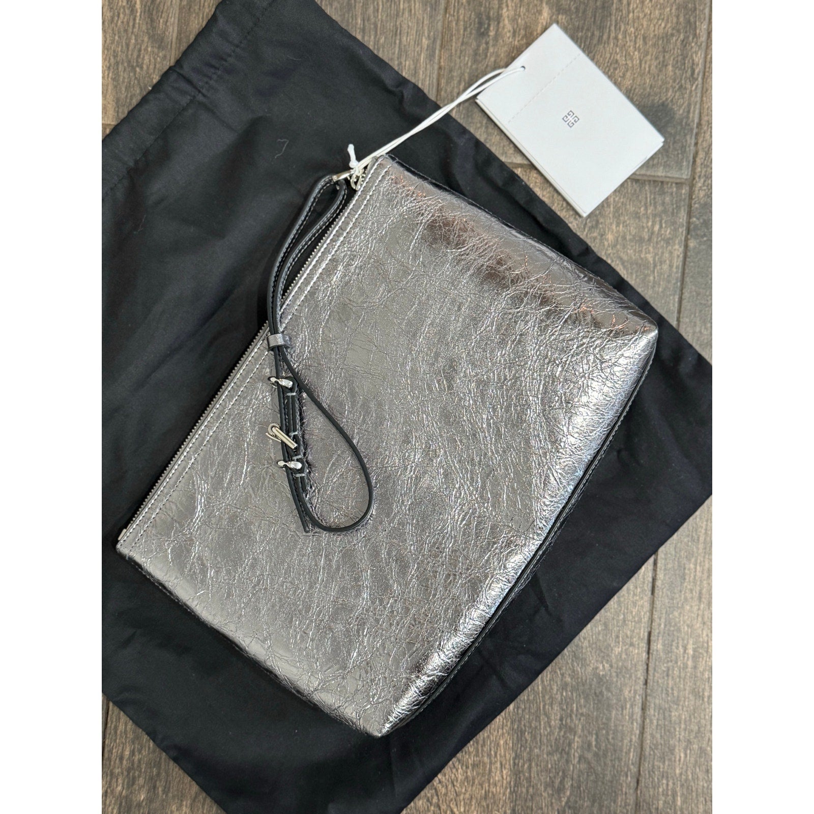 Givenchy Voyou metallic leather pouch NWT