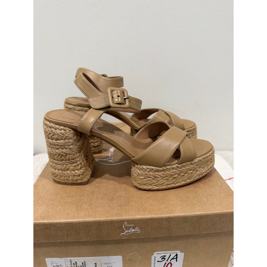 CHRISTIAN LOUBOUTIN 70mm Calakala Leather Sandals Size 40