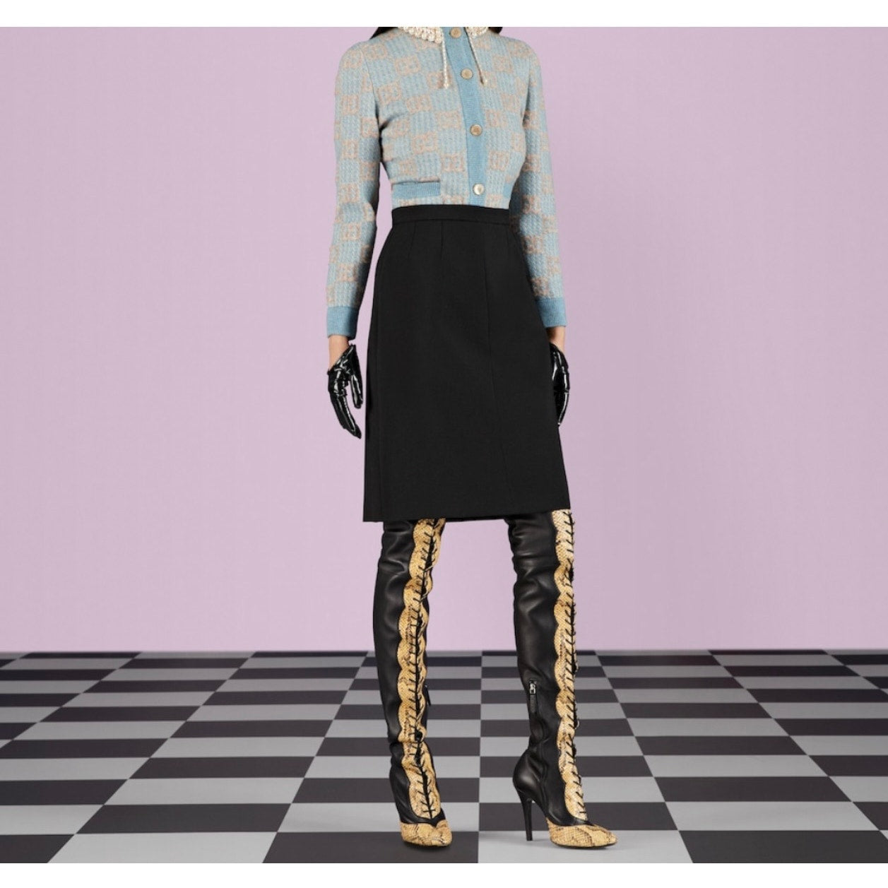 Gucci Black Wool Midi Skirt NWT Size IT 36