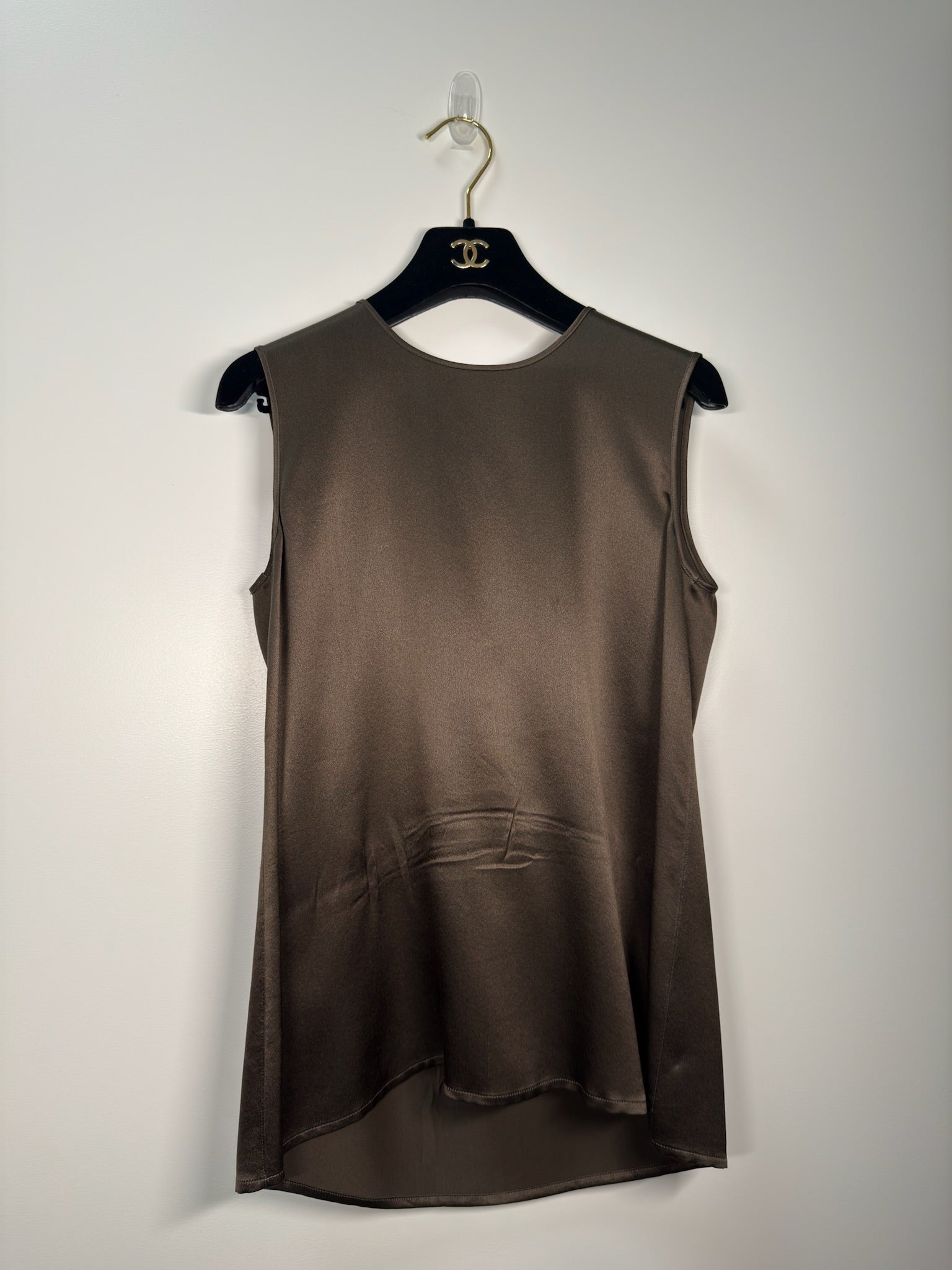Chanel Silk Brown Blouse CC button