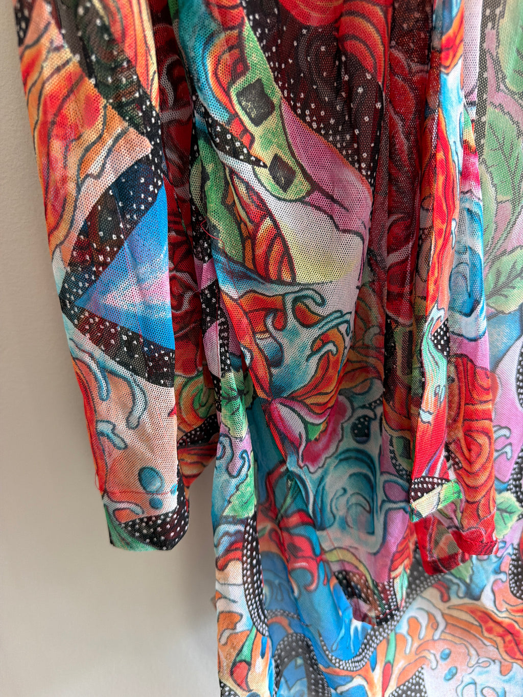 Escada Red Floral Print Button Up Blouse DE40 Long Sleeve Designer Top