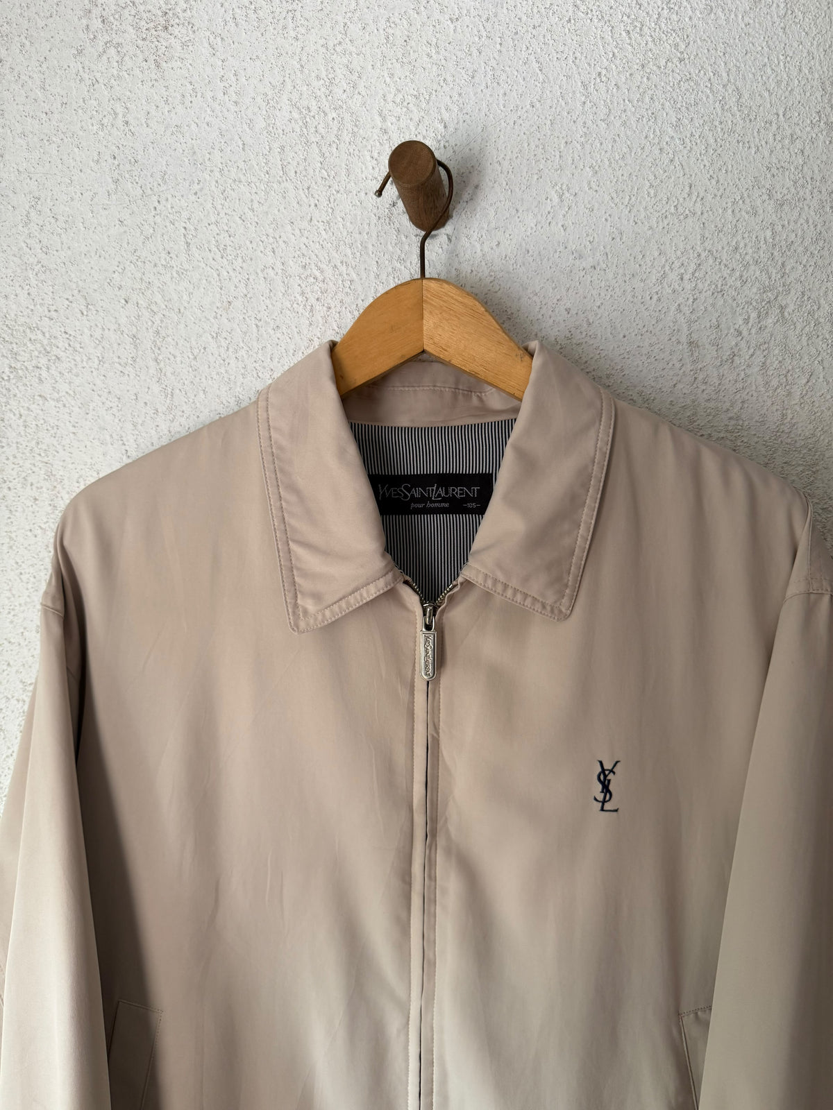 Yves Saint Laurent YSL Khaki Zip-Up Bomber Jacket