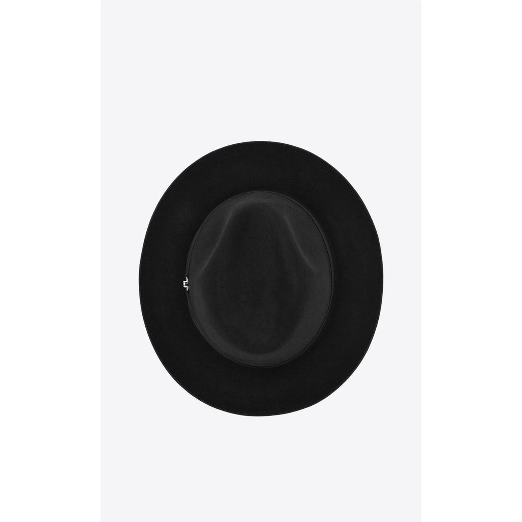 Saint Laurent x Borsalino Federico Black Wool Felt Fedora Hat Size 58 Medium Unisex