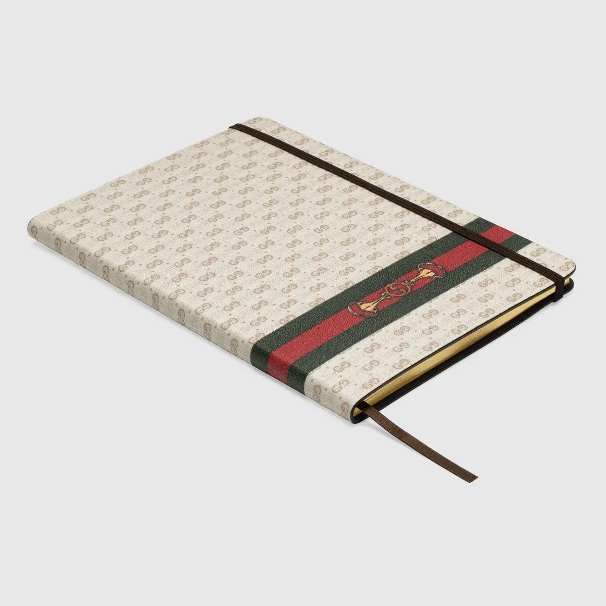 Gucci GG Supreme Notebook with Web & Horsebit Ivory/Brown New with Dustbag & Box