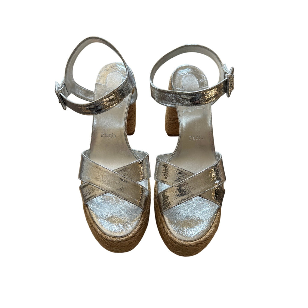 CHRISTIAN LOUBOUTIN Calakala 85 metallic leather espadrille sandals BNIB 40