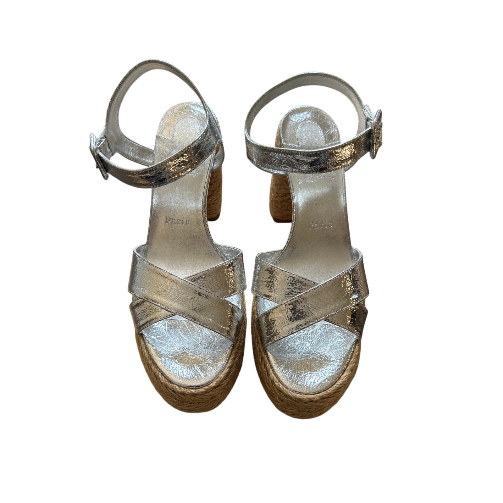 CHRISTIAN LOUBOUTIN Calakala 85 metallic leather espadrille sandals BNIB 40