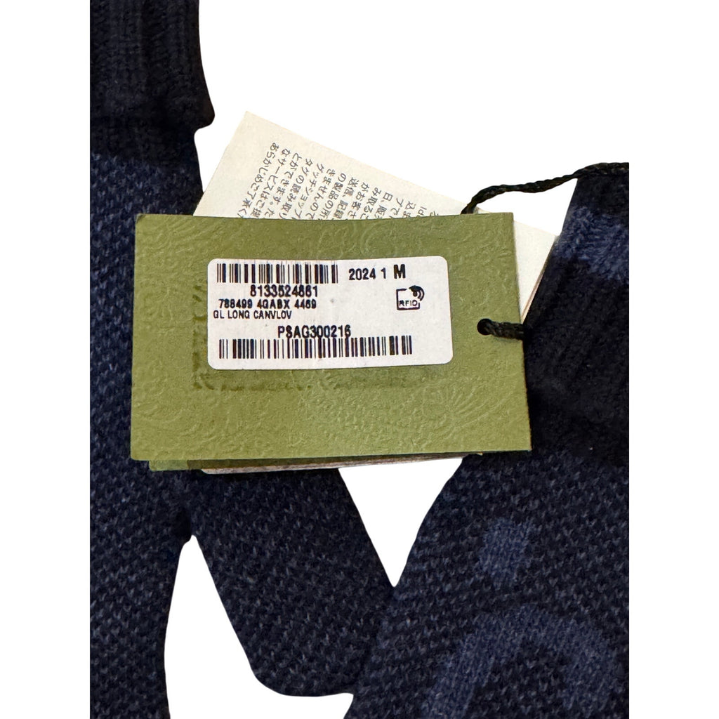 GUCCI Blue Logo-Jacquard Cashmere Gloves NWT size medium