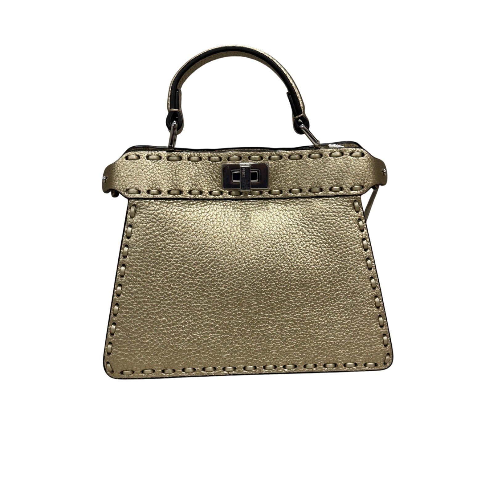 Fendi Peekaboo ISeeU Petite Gold Metallic Tote Bag NWT
