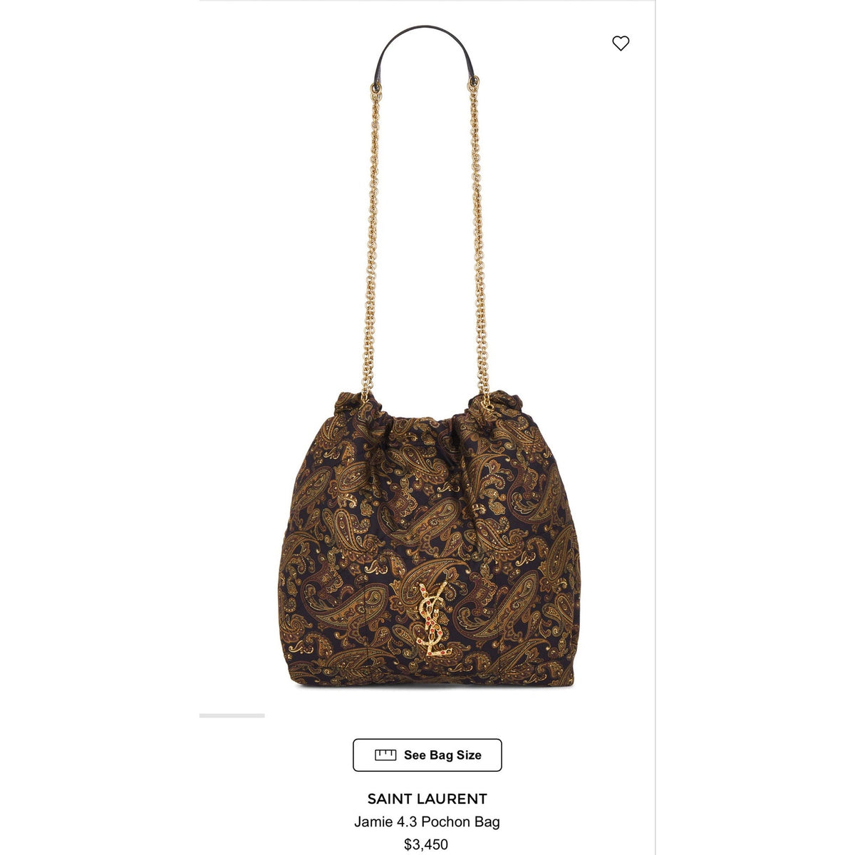 Saint Laurent YSL Jamie 4.3 Pochon Quilted Silk Shoulder Bucket Bag Multicolor