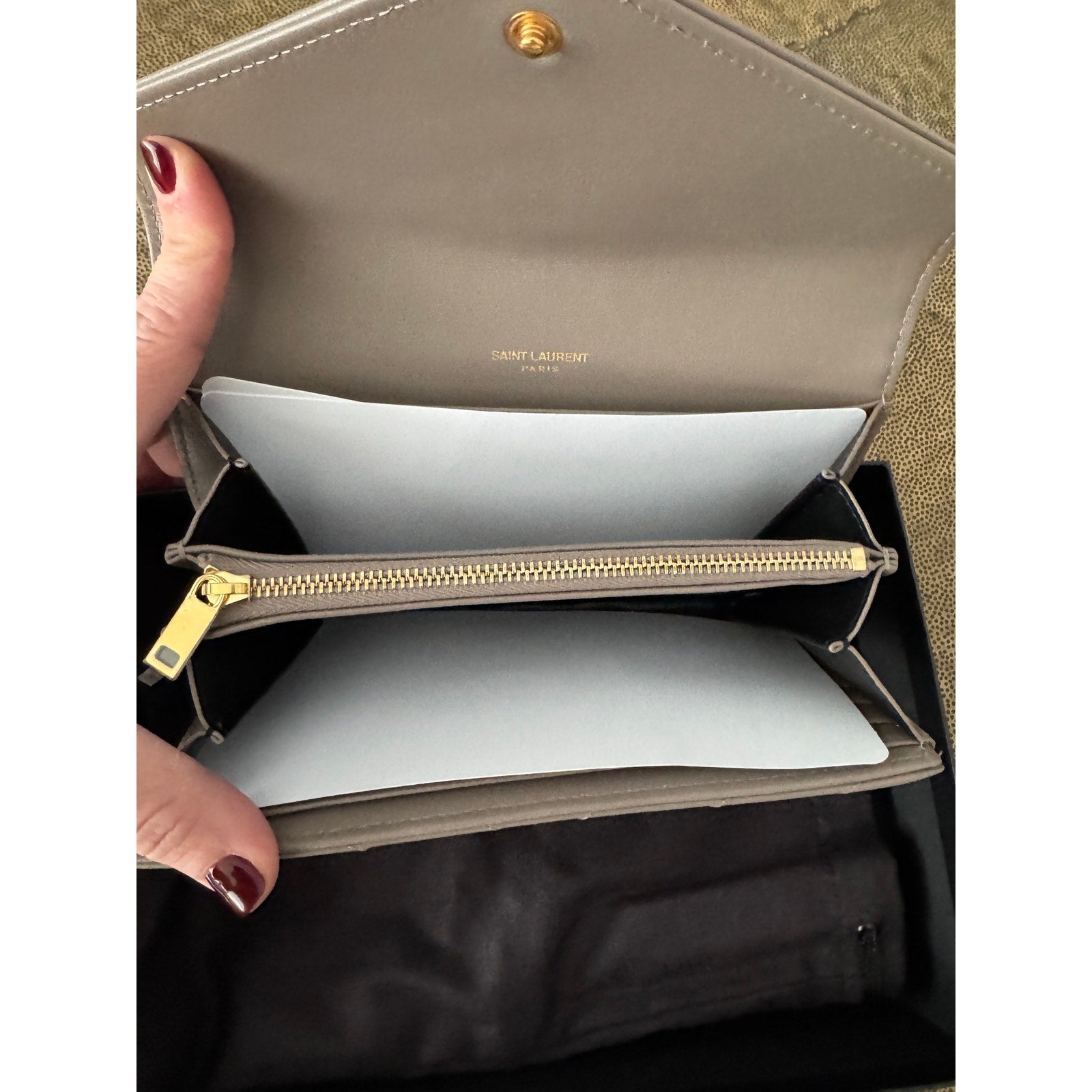 Saint Laurent Cassandra Large Flap Wallet Greyish Brown – Quilted Leather BNIB
